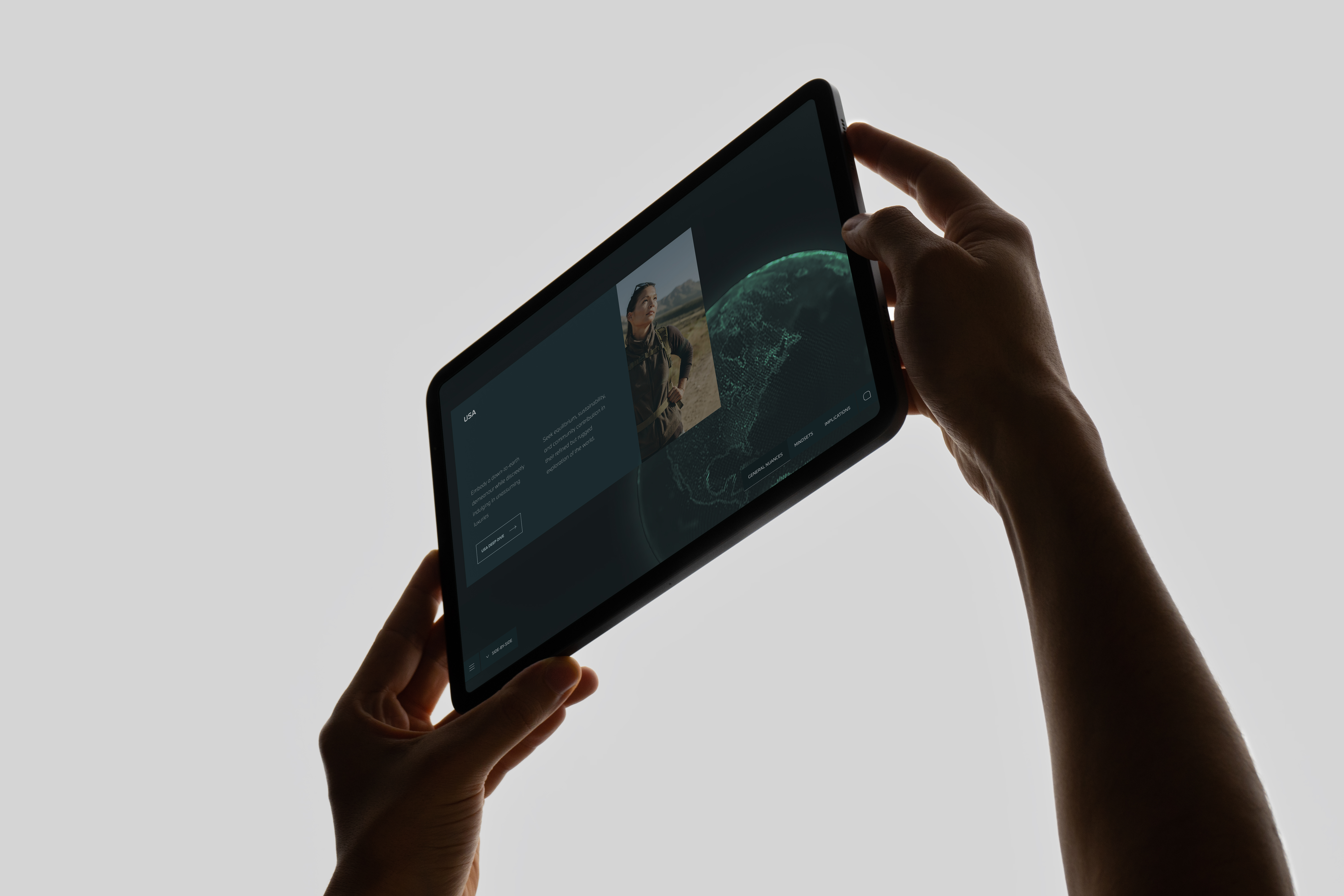 Interface concept expressing the quiet, luxurious creative direction